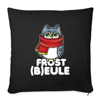 Frostbeule - Eule mit Schal und Mütze - Sofakissenbezug 45 x 45 cm - Schwarz - Vorne