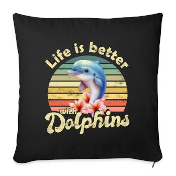 Dolphin Dolphins - Sofa pillowcase 17,3'' x 17,3'' (45 x 45 cm) - black - Front