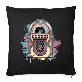 Jukebox im Graffiti Retro Look in Vintage Farben - Sofakissenbezug 45 x 45 cm - Schwarz - Vorne