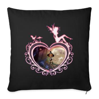 Cute little witch flying with a broom - Sofa pillowcase 17,3'' x 17,3'' (45 x 45 cm) - black - Front
