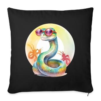 Colorful cool snake with sunglasses - Sofa pillowcase 17,3'' x 17,3'' (45 x 45 cm) - black - Front