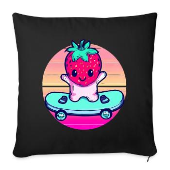 Strawberry skateboard in sunset - Sofa pillowcase 17,3'' x 17,3'' (45 x 45 cm) - black - Front