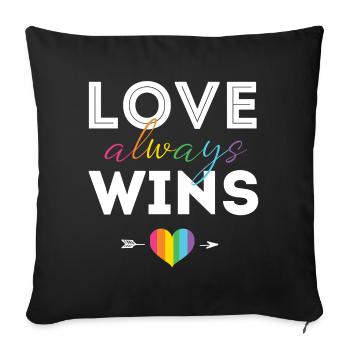 Pride Month LGBTQ - Love Always Wins - Sofa pillowcase 17,3'' x 17,3'' (45 x 45 cm) - black - Front