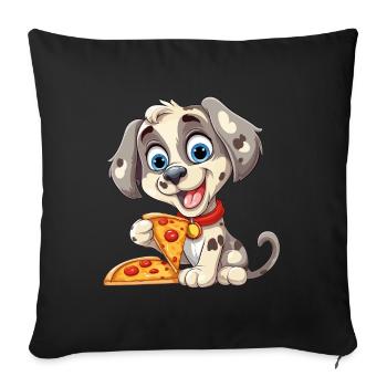 Pizza Dog Pizza Lover Dog Lover Cartoon - Housse de coussin décorative 45 x 45 cm - noir - Devant