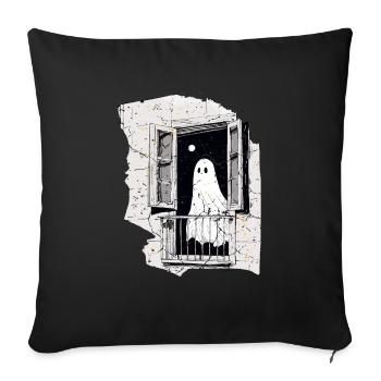 Spooky Ghost in the Window vintage, Buh, Halloween - Sofakissenbezug 45 x 45 cm - Schwarz - Vorne