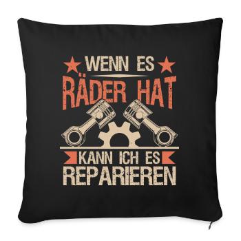 Autoschrauber Geschenke Mechaniker KFZ - Sofakissenbezug 45 x 45 cm - Schwarz - Vorne