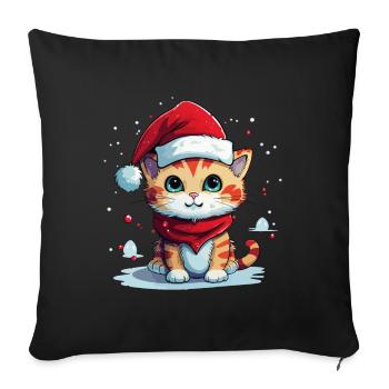 Cat Christmas Christmas Cat Cute Cartoon - Sofa pillowcase 17,3'' x 17,3'' (45 x 45 cm) - black - Front