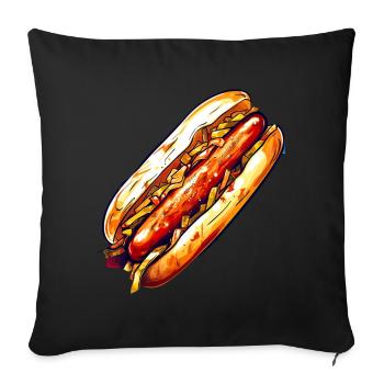 Hot Dog Würstchen Wurst für für Hot Dog - Sofakissenbezug 45 x 45 cm - Schwarz - Vorne