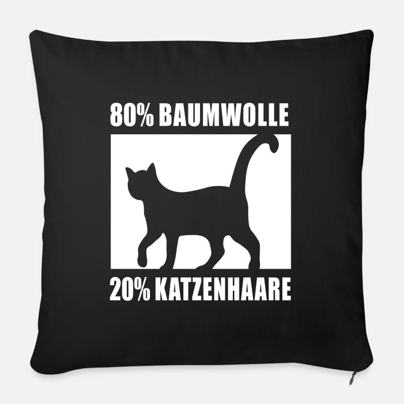 80 Coton 20% Poils de chat - Housse de coussin décorative 45 x 45 cm - noir