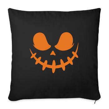 Jack O Lantern effrayant sculpté visage de citrouille Halloween - Housse de coussin décorative 45 x 45 cm - noir - Devant