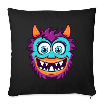 Monstre mignon d’Halloween - Housse de coussin décorative 45 x 45 cm - noir - Devant