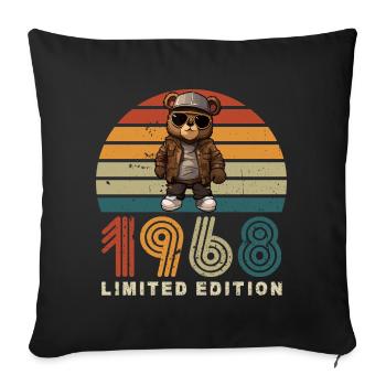 1968 année de construction anniversaire Vintage édition limitée - Housse de coussin décorative 45 x 45 cm - noir - Devant