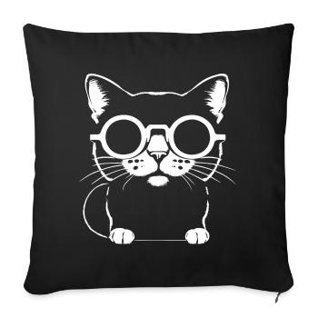 Funny Cat with Sunglasses Kitten Sunglas Cats - Sofa pillowcase 17,3'' x 17,3'' (45 x 45 cm) - black - Front