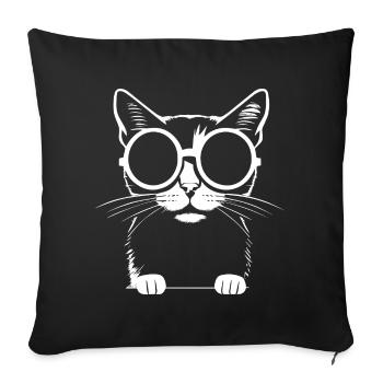 Lustige Katze mit Sonnenbrille Kätzchen Sonnenbrille Katzen - Sofakissenbezug 45 x 45 cm - Schwarz - Vorne