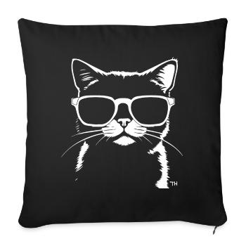 Lustige Katze mit Sonnenbrille Kätzchen Sonnenbrille Katzen - Sofakissenbezug 45 x 45 cm - Schwarz - Vorne