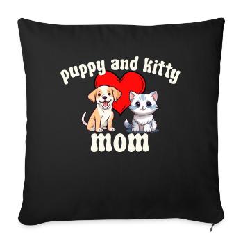 Kids Puppy And Kitty Mom - Sofa pillowcase 17,3'' x 17,3'' (45 x 45 cm) - black - Front