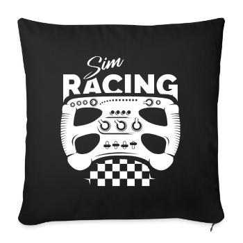 Sim Racing Gamer Formula Steering Wheel Checkered Flag Logo - Sofa pillowcase 17,3'' x 17,3'' (45 x 45 cm) - black - Front