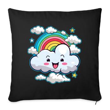 Cute cloud with rainbow - Sofa pillowcase 17,3'' x 17,3'' (45 x 45 cm) - black - Front