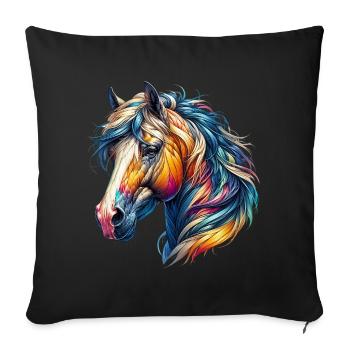 Horse - Sofa pillowcase 17,3'' x 17,3'' (45 x 45 cm) - black - Front