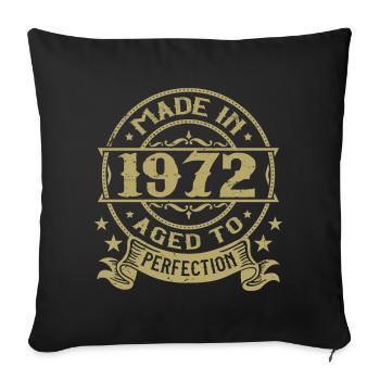 Vintage 1972 Anniversaire 1972 Cadeau 1972 Rétro - Housse de coussin décorative 45 x 45 cm - noir - Devant