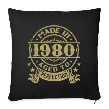 Vintage 1980 Anniversaire 1980 Cadeau 1980 Rétro - Housse de coussin décorative 45 x 45 cm - noir - Devant