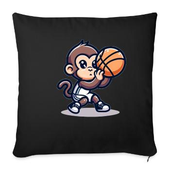 Mignon Joueur De Basket-ball Singe - Housse de coussin décorative 45 x 45 cm - noir - Devant