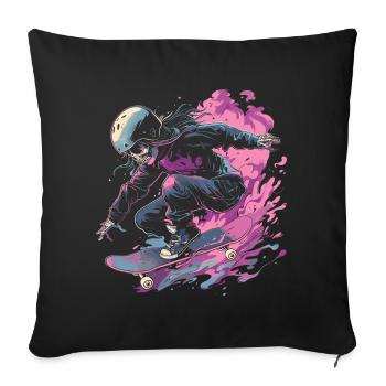 Skateboarder Girl - Sofa pillowcase 17,3'' x 17,3'' (45 x 45 cm) - black - Front