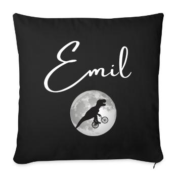 EMIL - Beautiful boy name with dinosaur - Sofa pillowcase 17,3'' x 17,3'' (45 x 45 cm) - black - Front