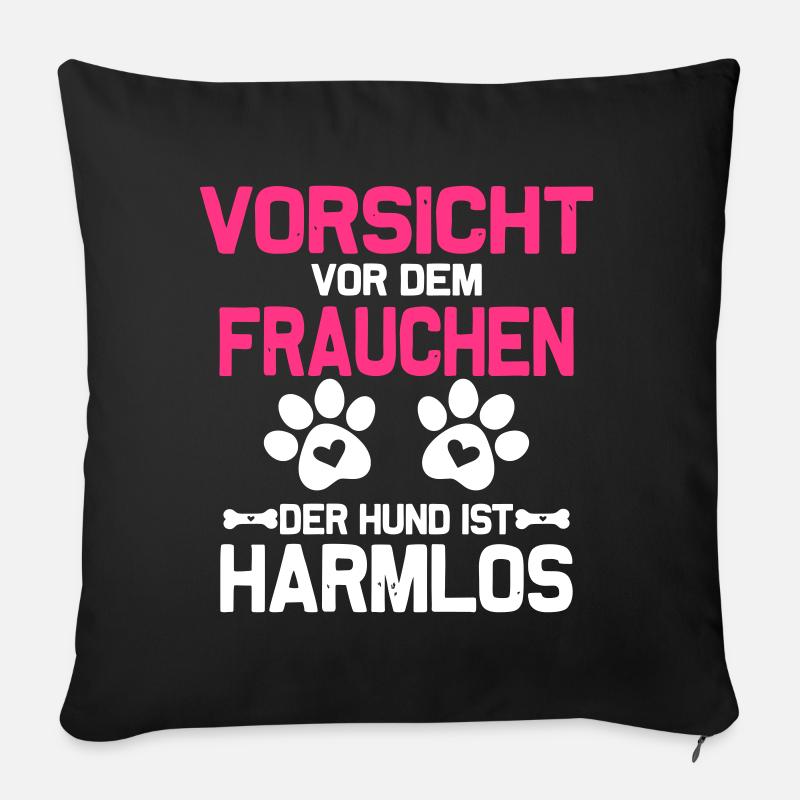 Vorsicht vor dem Frauchen - Sofakissenbezug 45 x 45 cm - Schwarz