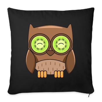 Owl Kiwi Design for Owl Lovers - Sofa pillowcase 17,3'' x 17,3'' (45 x 45 cm) - black - Front