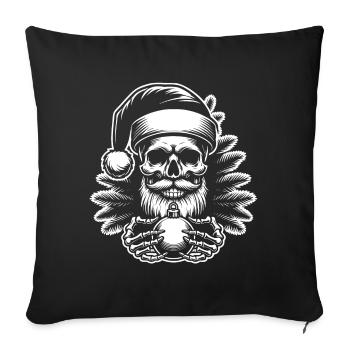 Crâne de Père Noël avec ornement de Noël - Housse de coussin décorative 45 x 45 cm - noir - Devant