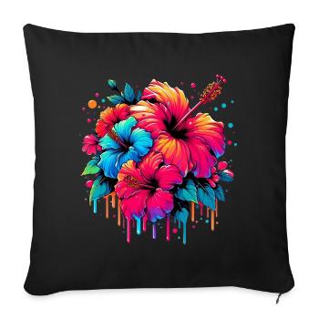 Hibiscus Flowers - Sofa pillowcase 17,3'' x 17,3'' (45 x 45 cm) - black - Front