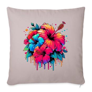 Hibiscus Flowers - Sofa pillowcase 17,3'' x 17,3'' (45 x 45 cm) - light taupe - Front