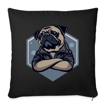 Chien carlin - Housse de coussin décorative 45 x 45 cm - noir - Devant