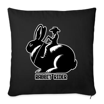 Rabbit Rider (Text dunkel - mit Kontur, 3-farbig) - Sofakissenbezug 45 x 45 cm - Schwarz - Vorne