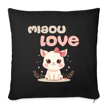 Personnage Miaou Love par Helfspawn - Housse de coussin décorative 45 x 45 cm - noir - Devant