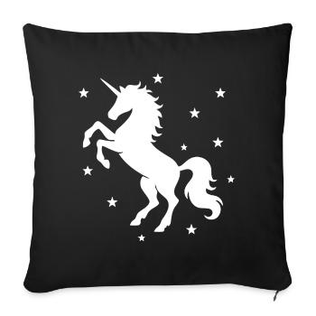 Licorne mystique ciel nocturne design - Housse de coussin décorative 45 x 45 cm - noir - Devant