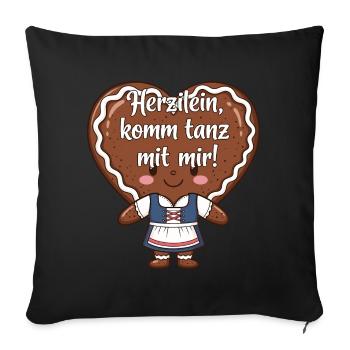 Herzilein, come dance with me! - Sofa pillowcase 17,3'' x 17,3'' (45 x 45 cm) - black - Front