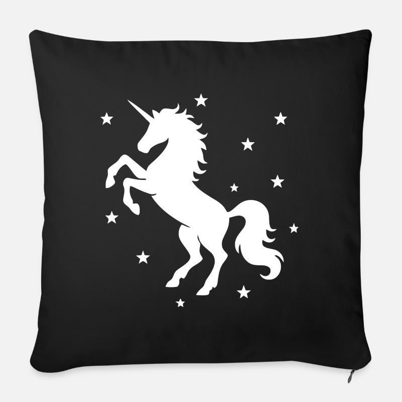Mystische Einhorn-Nachtszene - Sofakissenbezug 45 x 45 cm - Schwarz