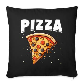 Pizza slice with black and red toppings - Sofa pillowcase 17,3'' x 17,3'' (45 x 45 cm) - black - Front