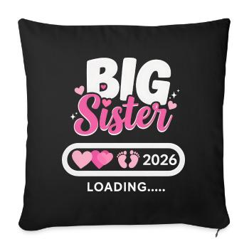 Grande soeur Chargement 2026 | Chemise d’annonce - Housse de coussin décorative 45 x 45 cm - noir - Devant