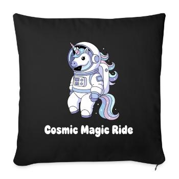 Licorne cosmique Voyage dans l’espace - Housse de coussin décorative 45 x 45 cm - noir - Devant