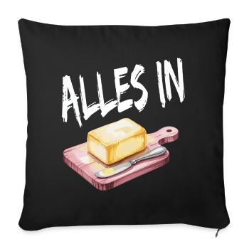 Tout en beurre motif amusant - Housse de coussin décorative 45 x 45 cm - noir - Devant