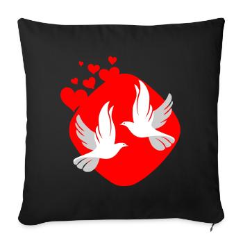 Dove of love on red background - Sofa pillowcase 17,3'' x 17,3'' (45 x 45 cm) - black - Front