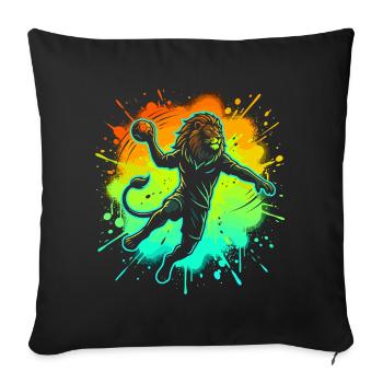Handball Player Lion Graphic Kids Teens Funny - Sofa pillowcase 17,3'' x 17,3'' (45 x 45 cm) - black - Front