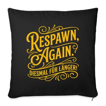 Respawn Again Gaming Diction Design - Housse de coussin décorative 45 x 45 cm - noir - Devant