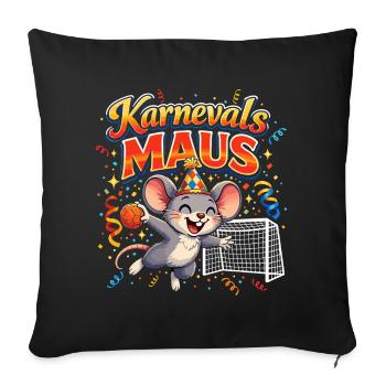 Karnevalsmaus Handball Geschenk Lustig Fasching - Sofakissenbezug 45 x 45 cm - Schwarz - Vorne