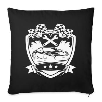 Logo du bouclier de voiture - Housse de coussin décorative 45 x 45 cm - noir - Devant