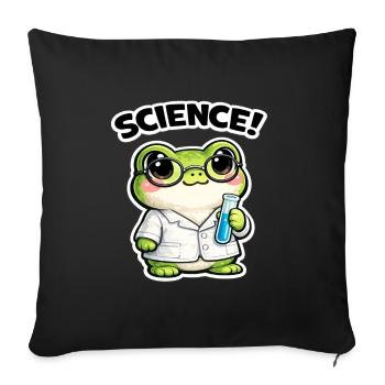 Science frog with glasses - Sofa pillowcase 17,3'' x 17,3'' (45 x 45 cm) - black - Front