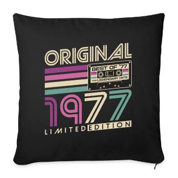 Cadeau d’anniversaire Born Vintage 1977 - Housse de coussin décorative 45 x 45 cm - noir - Devant